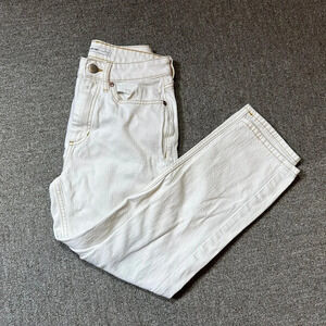 Elizabeth and James High Rise Vintage Straight in White w/ Orange Stitching Sz 2